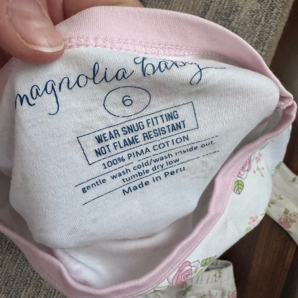 Girls' Pink rose Magnolia Baby pj set